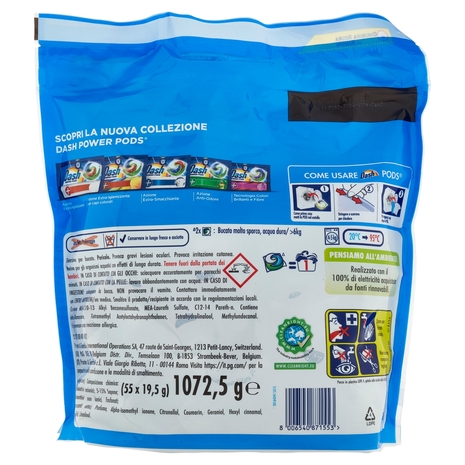 Dash Pods Detersivo Lavatrice In Capsule, Classico, 55 Lavaggi 1072,5 g